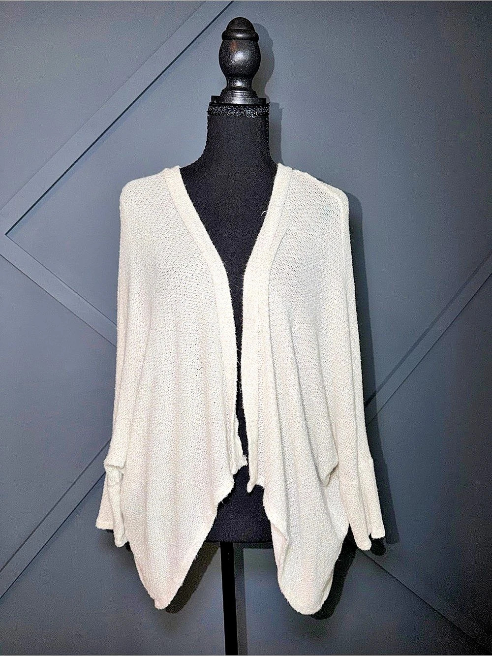 Open Front Draped Cardigan in Cream